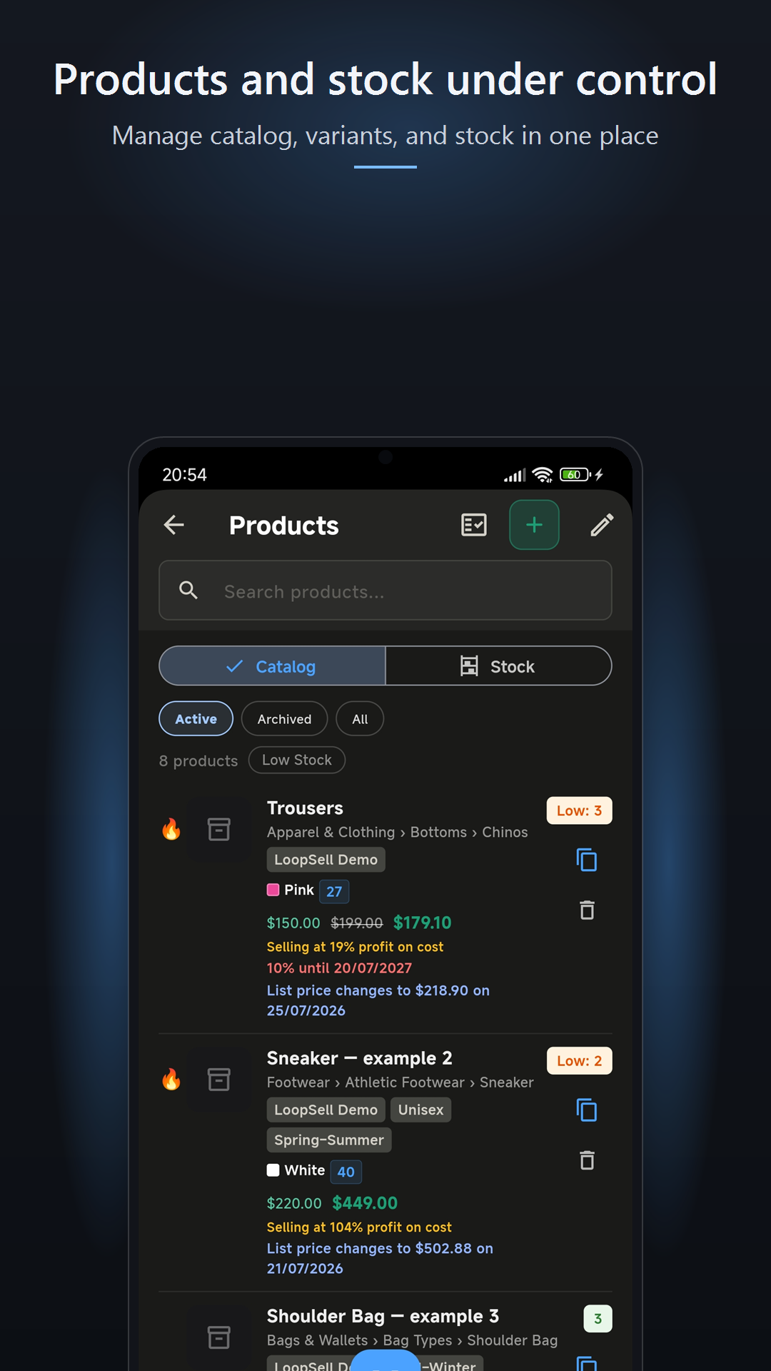 Products catalog
